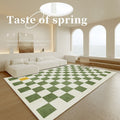 Checkerboard rug for bedroom, living room - modern minimalist nordic style - perfect for bedside, coffee table, or sofa