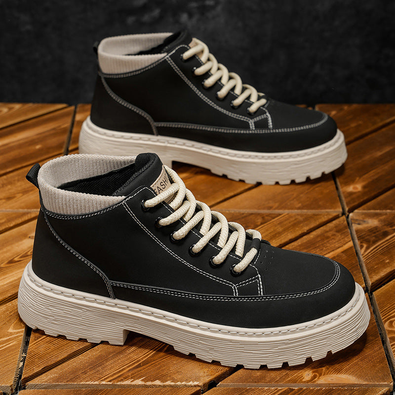 Men's 2025 spring collection: british style high-top outdoor vintage work boots, casual versatile martin boots, trendy footwear
