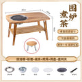 Household outdoor multifunctional solid wood desktop stove foldable storage barbecue grill barbecue stove camping style stove tea table