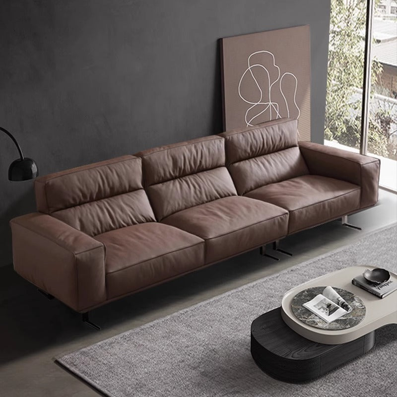 Source factory living room leather sofa italian normcore high back straight row genuine leather sofa small apartment high-foot sofa