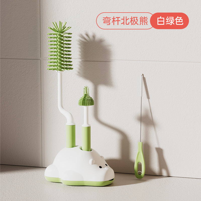 Baby silicone bottle brush set - 4-piece cleaning kit with straw brush, nipple brush, and bottle cleaning tool