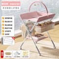 Upgraded and enhanced model [four-pole keel + storage rack + clothes drying pole + single-layer storage basket + universal silent wheel + multi-level adjustment + toy rack + three-piece gift set] pink
