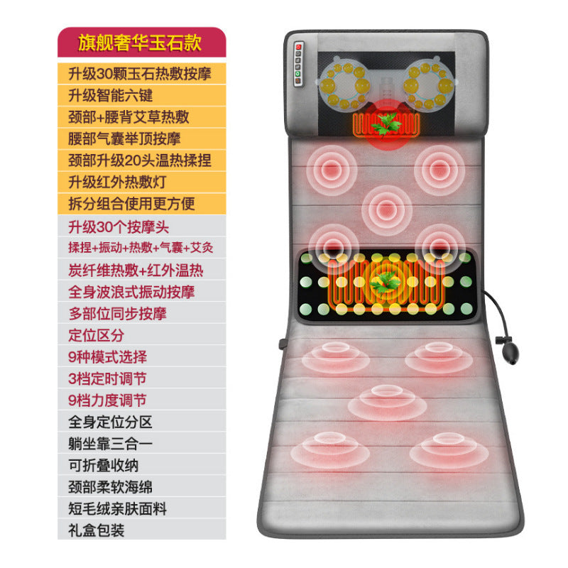 massage mattress, foldable full-body cervical massager, multi-functional home use hot compress lumbar support chair cushion - wholesale