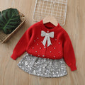Girls' sweater french style tweed bow knittingcardiganfall and winternew arrivalsoft and sweeteasiest for matchsuit