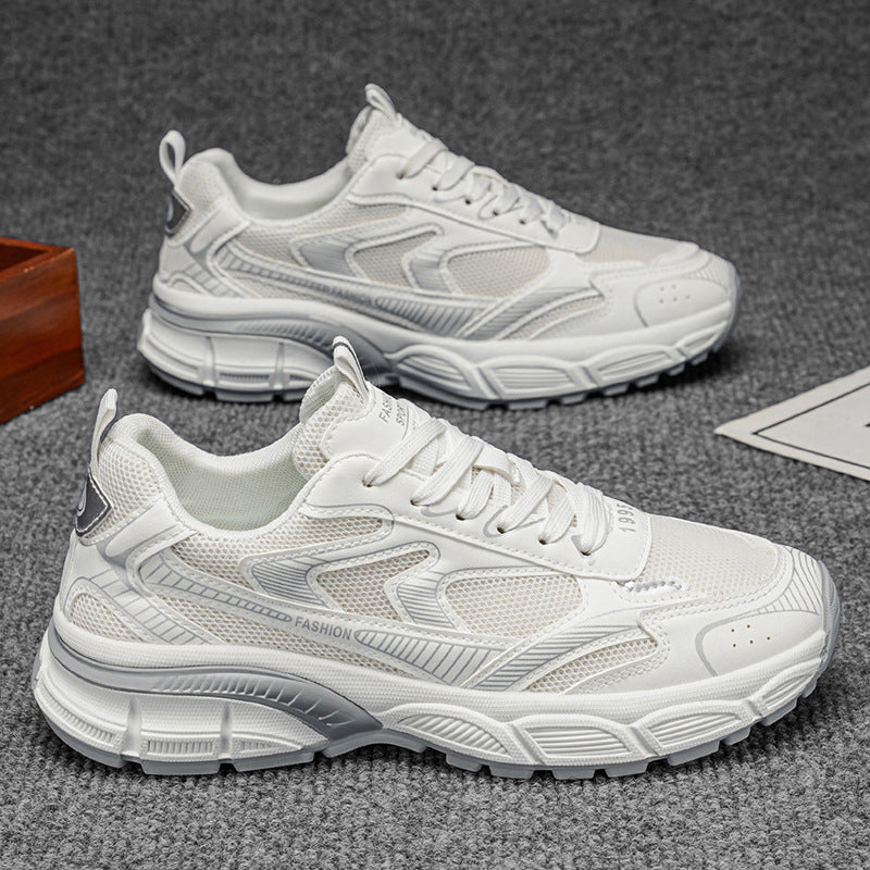 Men's shoes 2026 new summer breathable mesh casual sneakers men's versatile chunky sole trendy shoes height increasing dad shoes