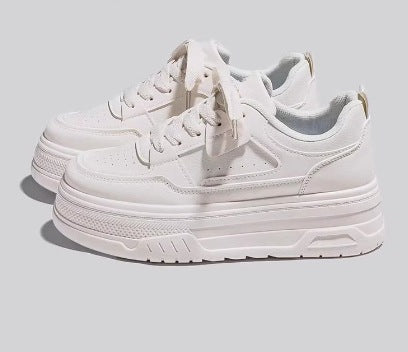 2026 fleece-lined, extra-thick women's white sneakers: the ultimate fall/winter bestseller! height-boosting, chunky sole, versatile casual sneakers/sports platform shoes