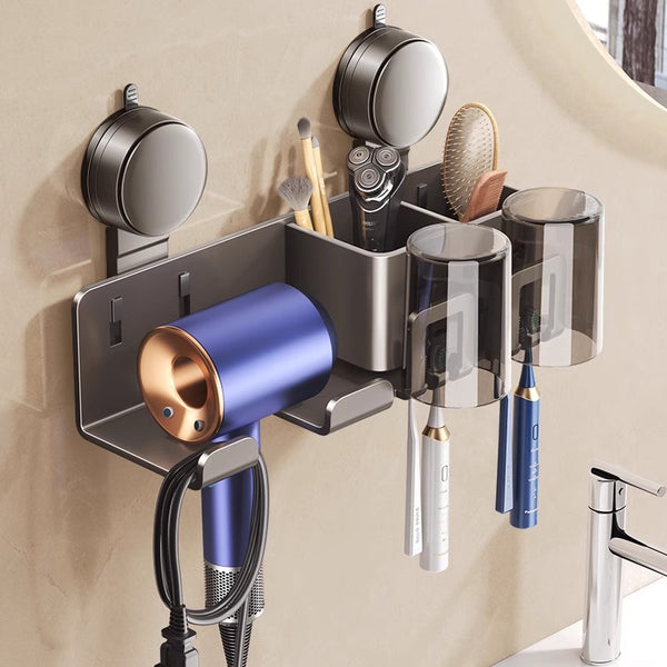 Suction cup toothbrush rack, hair dryer holder, non-punching bathroom, electric toothbrush, mouthwash, tooth cup, toothpaste rack.
