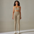 European and american new seamless yoga set: camisole, beautiful back sports bra, tummy control high-waisted butt-lifting leggings for running and fitness