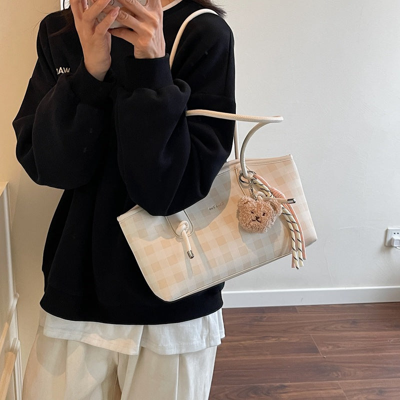 retroprinting armpit bag for women 2026new arrivalplaidcasualsatchel bag large capacity niche style shoulder bag