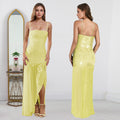 C7396 cross-border   fashion women's summer sexy rhinestone suspender slit dress