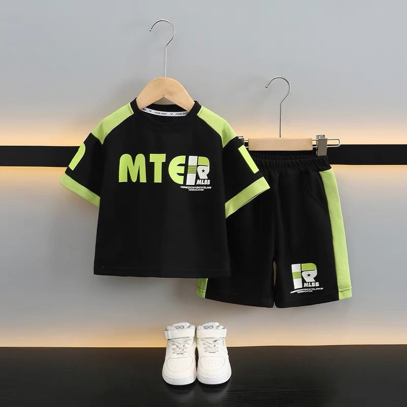 Boys' short-sleeve set: new  collection - breathable, cool, and casual two-piece outfit for toddlers and young children. wholesale children's clothing for export