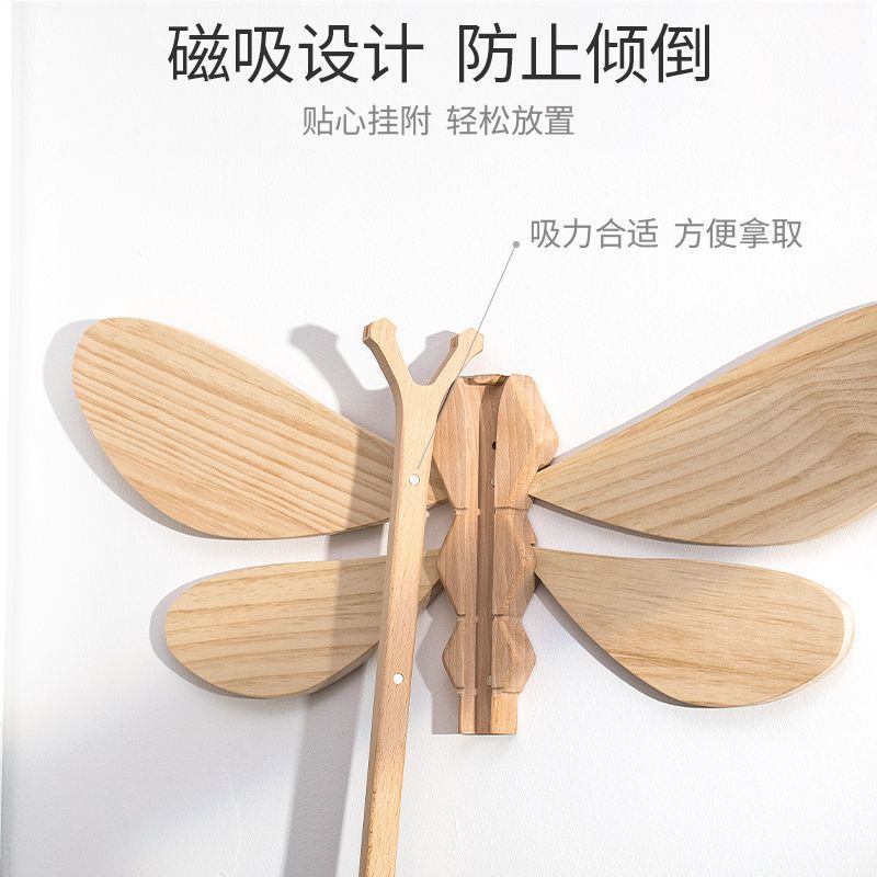 Creative clothes support pole clothes taking pole hanging clothes hanger fork clothes solid wood dragonfly hanging decoration wall decoration home bold