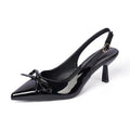 Pointed toe bow detail low-cut stiletto heel closed-toe sandals - women's spring/summer 2025 high heel single shoes with back strap