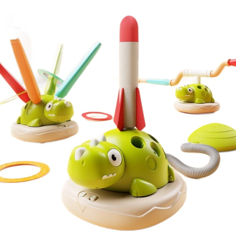 3-in-1 dinosaur exercise machine: kids' bouncing bar, bouncing toy, foot-powered rocket launcher - sensory integration training toy