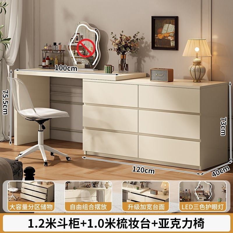 French cream style bedroom vanity table all-in-one chest of drawers dressing table bed end storage cabinet corner table small apartment with drawers