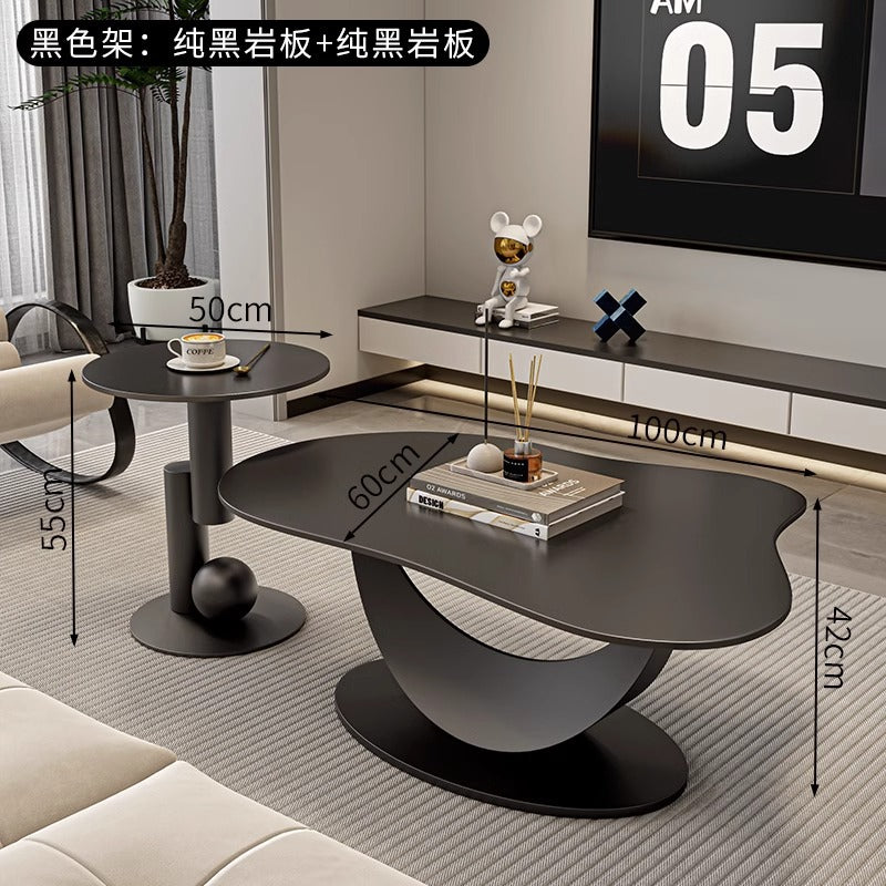 Modern minimalist rock slab coffee table - perfect for small spaces, living rooms, and home use. new irregular cloud-shaped design