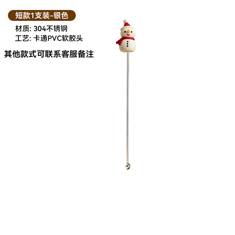 304 stainless steel christmas reindeer & snowman stirring spoon set - coffee, milk tea, dessert spoons - exquisite gift box packaging - wholesale