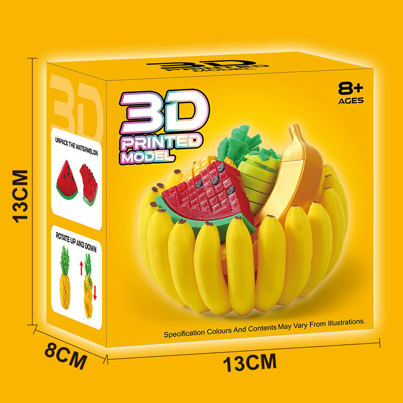 New cross-border 3d printed fruit decompression set - spiral press fruit banana plate storage fruit plate toy
