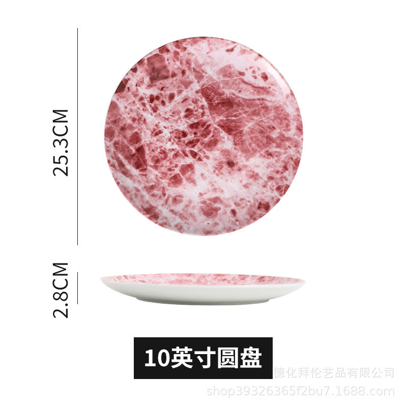 Ceramic marble pattern dinner plate - nordic theme restaurant western dinner plate - unique ceramic tableware - factory direct