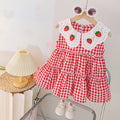 Girls' dress  summer new collection - strawberry plaid skirt, korean style for toddler and little girl summer wear