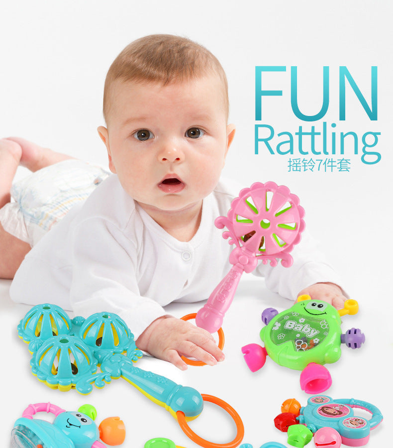 Baby Rattle Toy Creative Educational Early Education Baby Grasp Toddler Soothing Props Bite Tooth Glue Bell Set