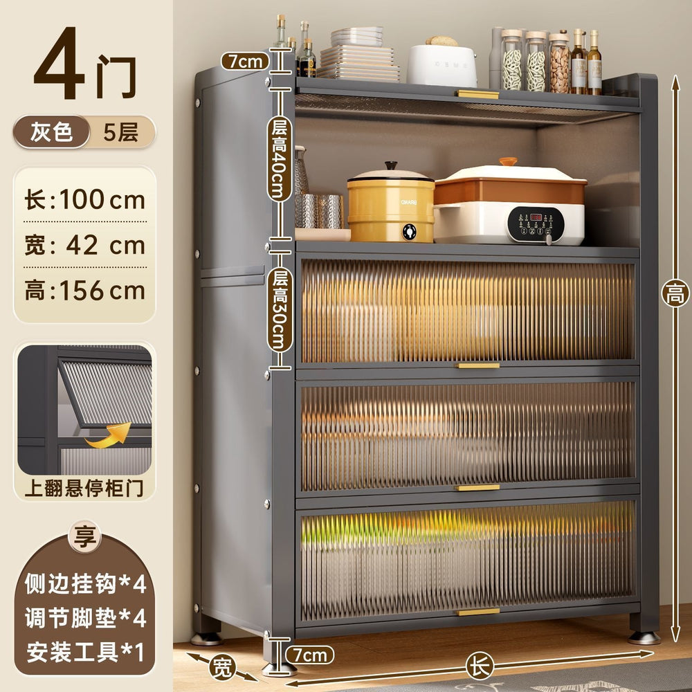 Best sellingfor homekitchen rack cabinet steel multi-layer thickened cupboard pulley storage cabinet microwave oven storage cabinet