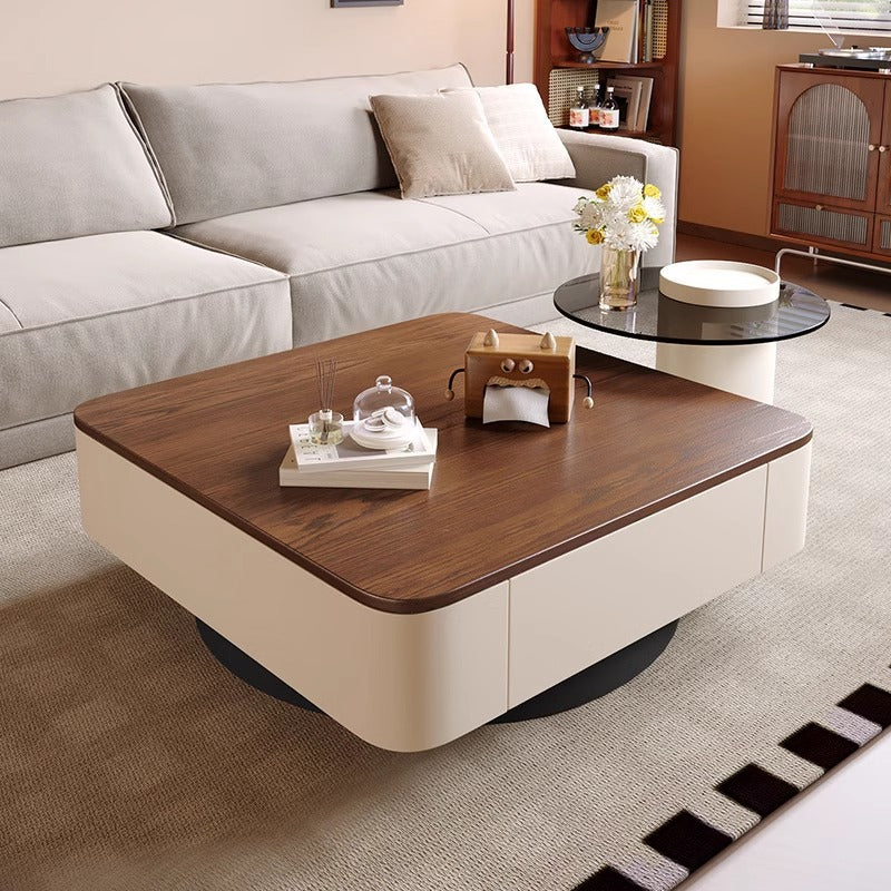 Chinoiserieretro solid wood coffee table living room for home small apartment medieval style walnut color solid wood square coffee table combination