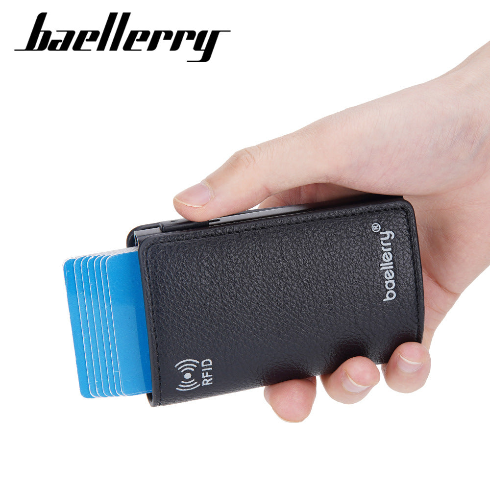 Baellerry new men's card bag  RFID anti-degaussing card clip side push card aluminum box credit card sleeve