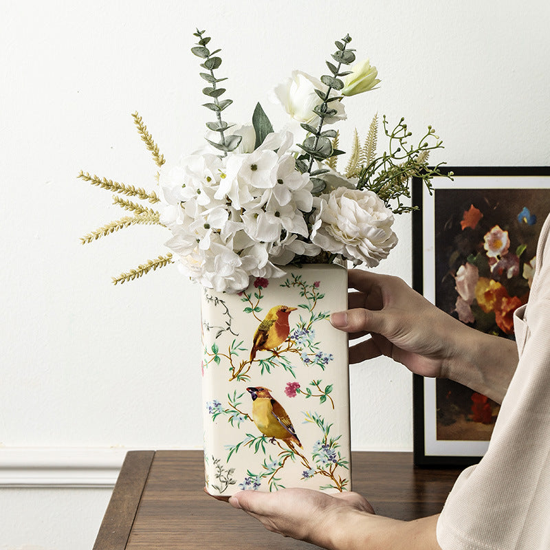 Ceramic vase flower arrangement ornament desktop decoration creative unique book-shaped decorative vessel living room entryway dining table vase