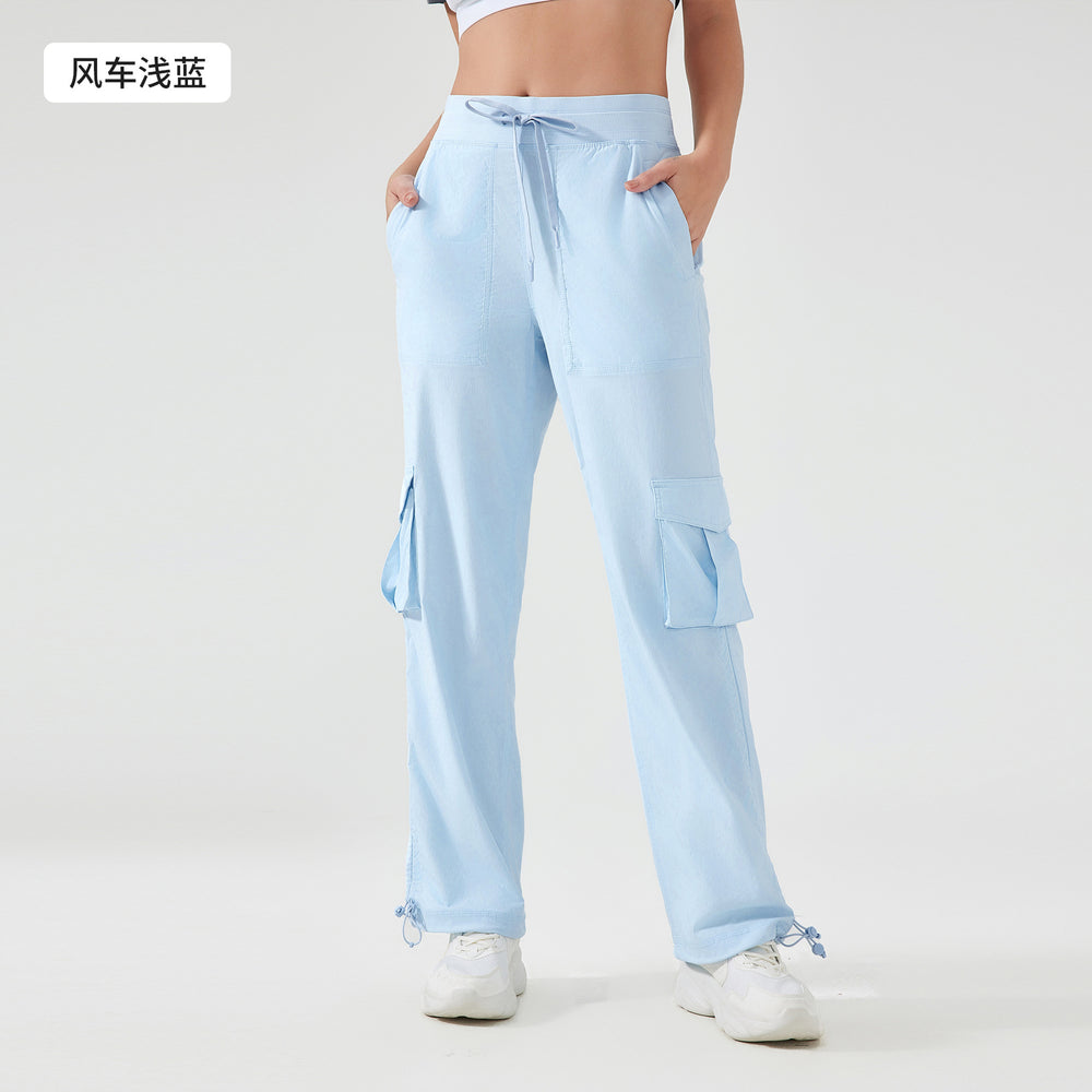 New outdoor running trousers - lightweight, quick-drying, multi-pocket, wide-leg cargo casual pants d25001