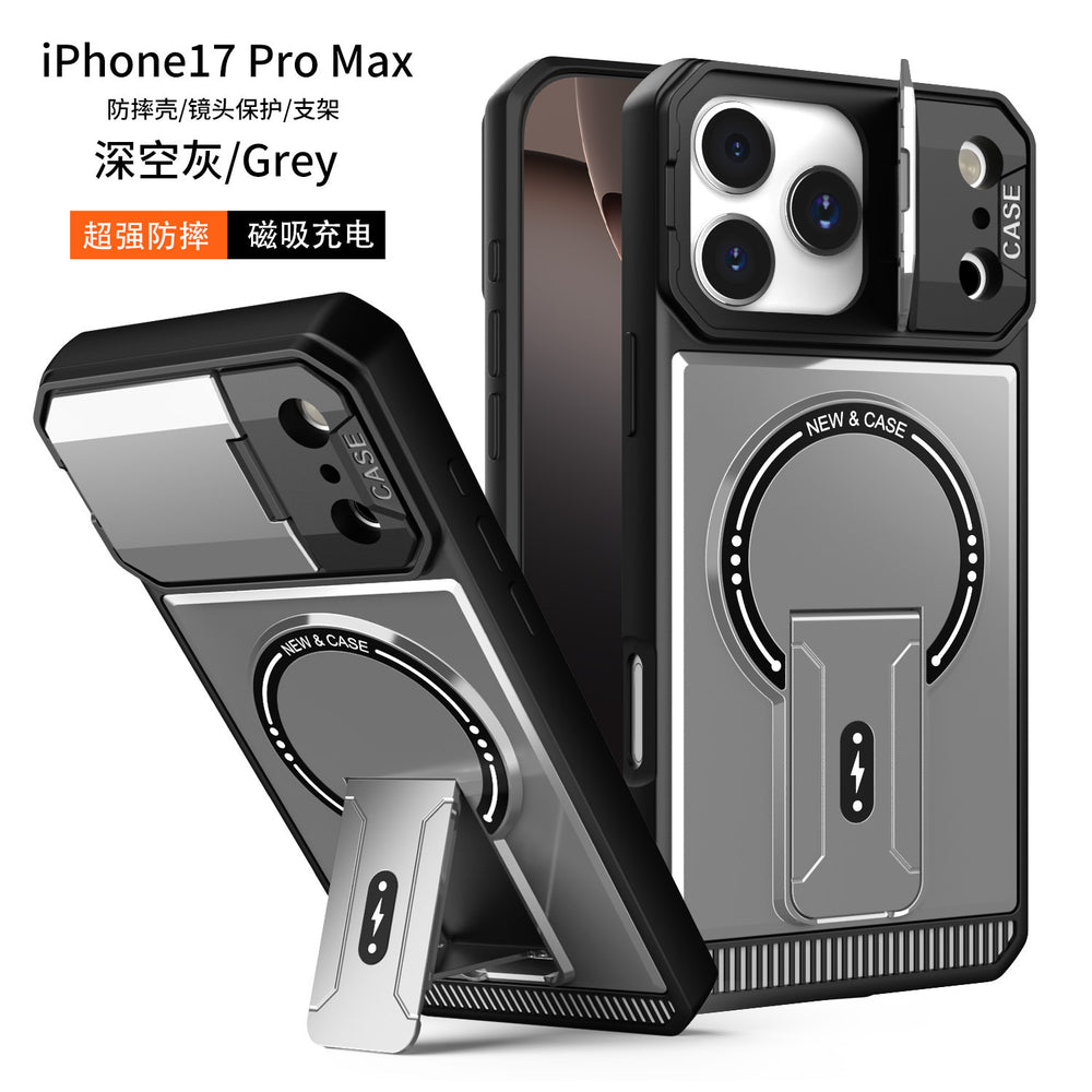 Suitable for iphone17promax mecha magnetic holder mobile phone case apple 16 anti-fall armor mobile phone lens case