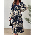 european and american cross-border e-commerce independent website spring/autumn new v-neck dress - bestselling printed maxi dress