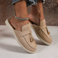 European and american slippers  spring new women's closed-toe half slippers outer wear slip-on mules casual half slippers