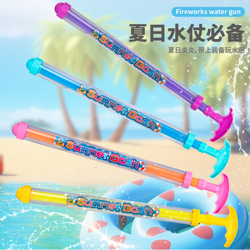 Influencer-approved large fireworks water gun - 360° spraying, outdoor water play, pull-back action, beach toy for kids