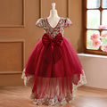 foreign trade girl's dress with train, short in front and long in back, accessible luxury, retro, niche party, birthday princess dress, in stock