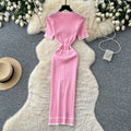 Accessible luxury tweed styleknitting gentle dress women's summer metal buckle silmslimming looka-line eleganceelegant long skirt