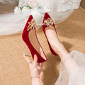 Autum wedding shoes for women with thick heels 2023 new arrival bride chinoiserie red fleece-lined xiuhe wedding dress two-wear high heels not tiring feet