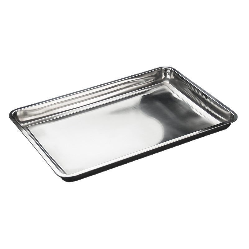Stainless steel plate tray rectangular cold dish plate dinner plate dumpling plate household fish plate commercial barbecue square plate