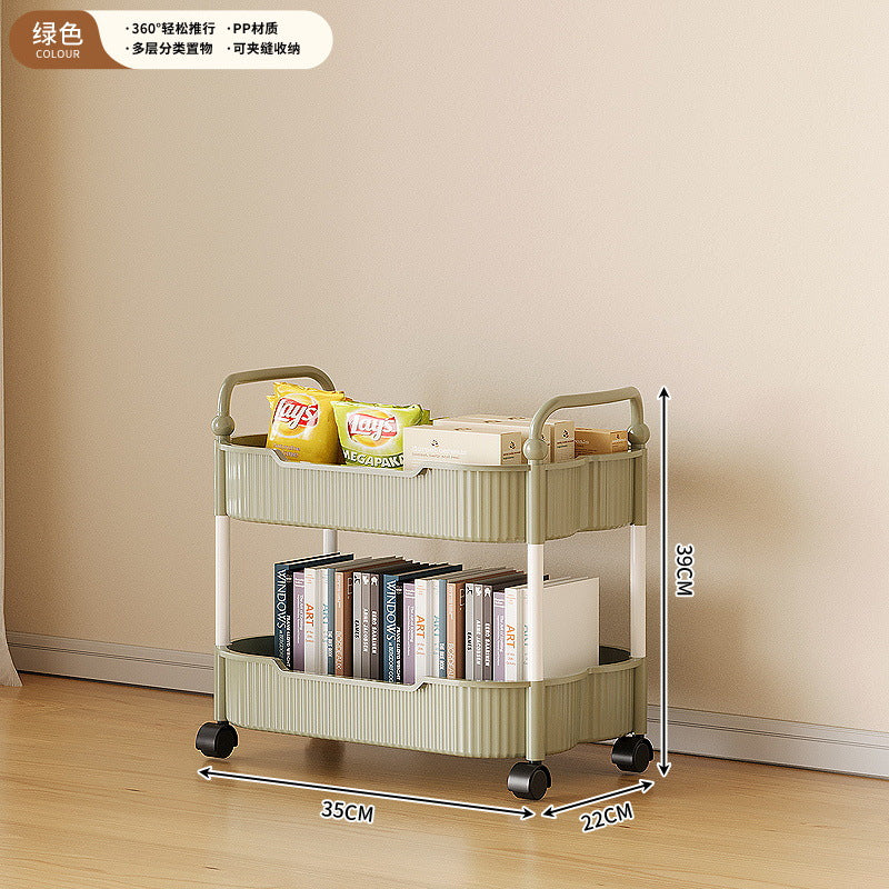 Movable coffee table snack cart cream style living room sofa side table mini bedside storage rack table