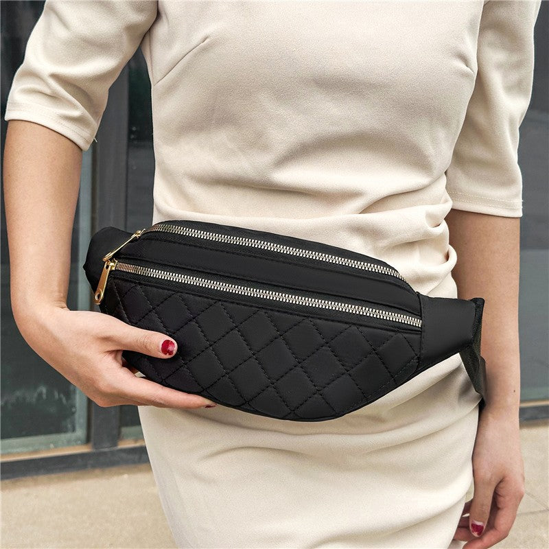 Foreign trade new diamond fashion breast bag outdoor sports versatile mobile phone fanny pack large capacity casual shoulder messenger bag