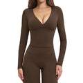 brushed tight yoga long sleeves high intensity fitness tops pilates running sports long sleeves tops4520