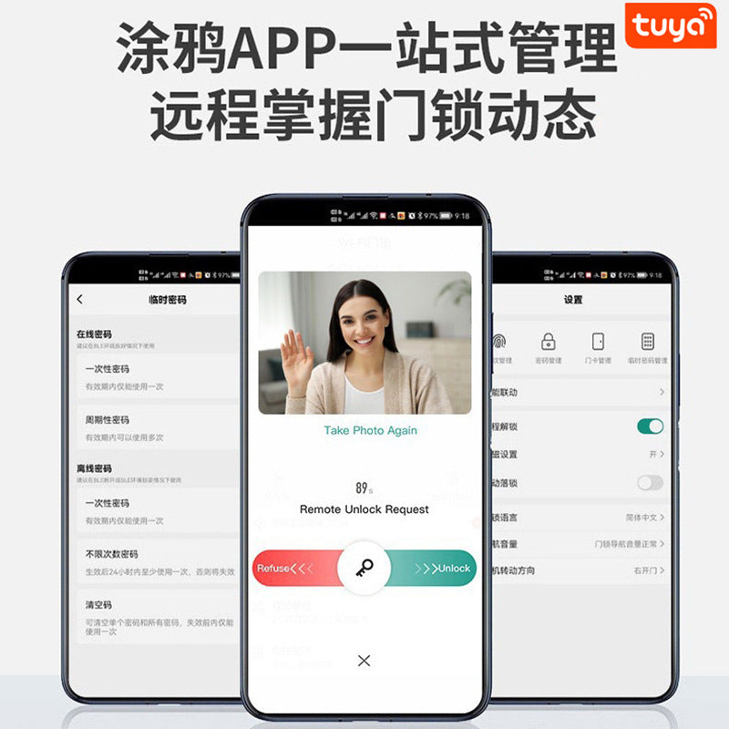Tuya smart lock factory wholesale: fingerprint locks, face recognition smart door locks, export electronic locks, and combination locks
