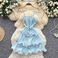 Tea break frenchsense of design tie back square collar small flying sleeves waist backless straps slimming lookelegant gentle wind dress