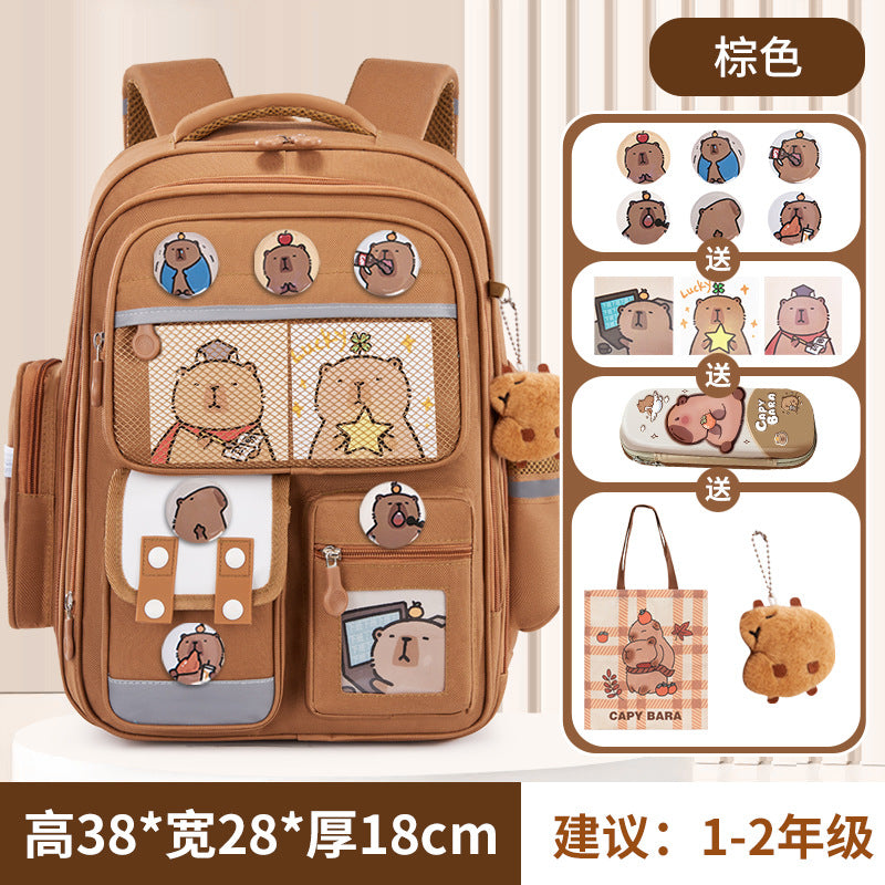 Kapibara new primary school bag, men's and women's 1-3-6 grades, light spine protection, large-capacity children's backpack