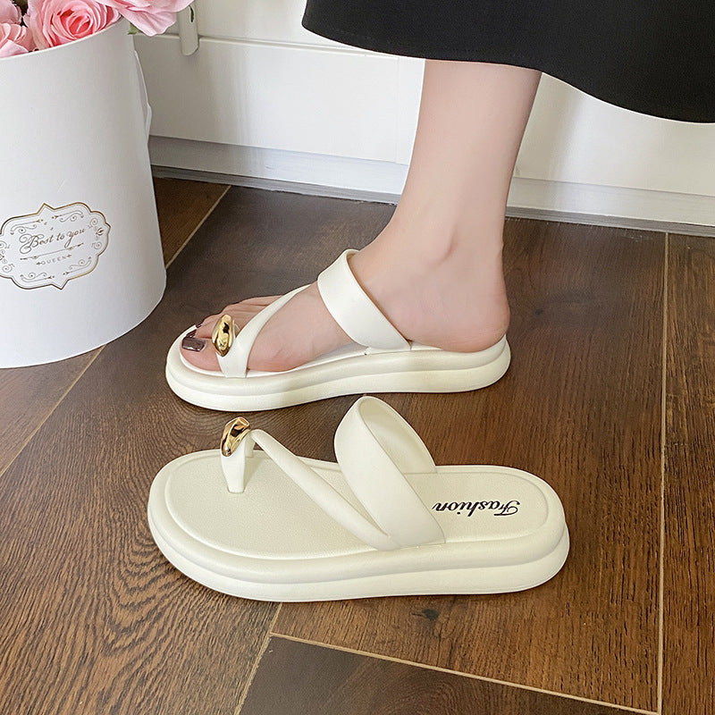 Women's thong sandals - summer 2026 new fashion thick sole french style - perfect with skirts, casual flip-flops, beach sandals