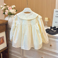 Girls' spring/autumn new style blouse - bowknot lace shirt, trendy and chic versatile outerwear, fashionable top for baby girls
