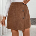 european and american cross-border elegance intellectual corduroy high waistslimming look front asymmetrical a-line skirt skirt