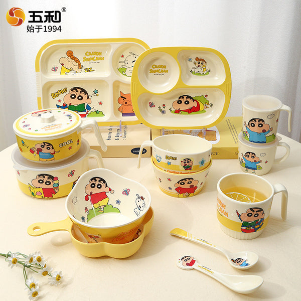 Crayon Xiaoxin Children's Tableware Cartoon Handle Bowl Feeding Baby Supplementary Food Bowl Anti-drop and Anti-scalding Rice Bowl Baby Plate