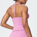 New arrival cross-border pure color brushed quick-drying tight back v neck sports intimates running fitness yoga clothes suspenders for women