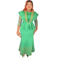 Special offer: african-style cinched waist top with beaded and rhinestone embellished solid color midi skirt - plus size european and american style dress